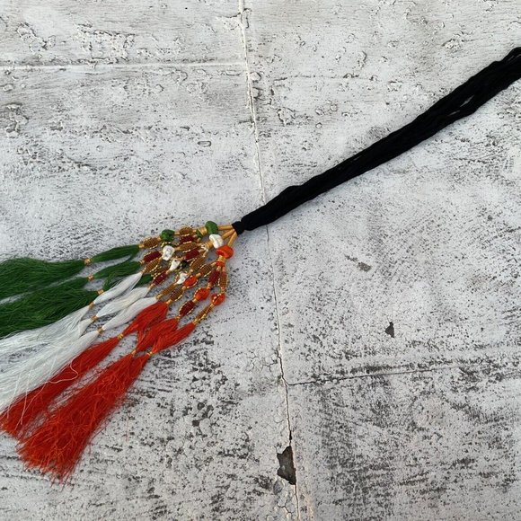 Indian Flag Color Hair Paranda Taranga Tri Color Hair Braided Prandi - Picture 7 of 10